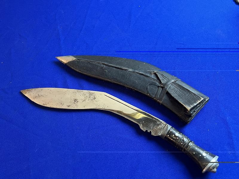 Nepalese Gurkha Long Leaf Kukri Fighting Knife with Scabbard