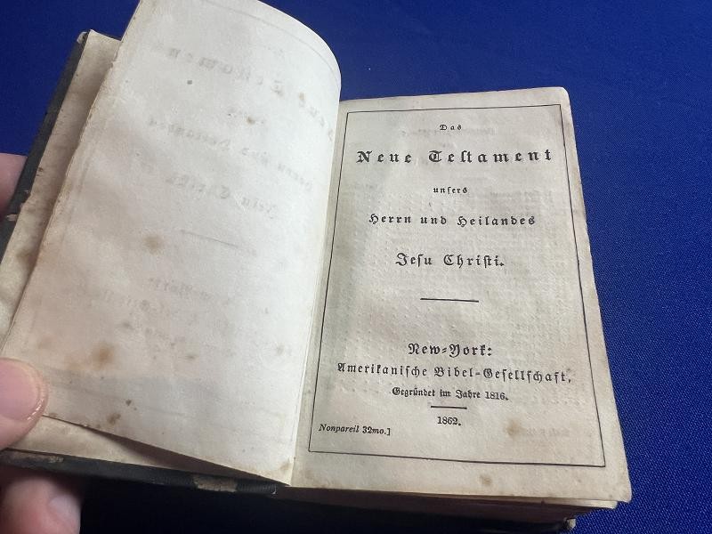 CIVIL WAR GERMAN 1862 NEW TESTIMENT POCKET BIBLE