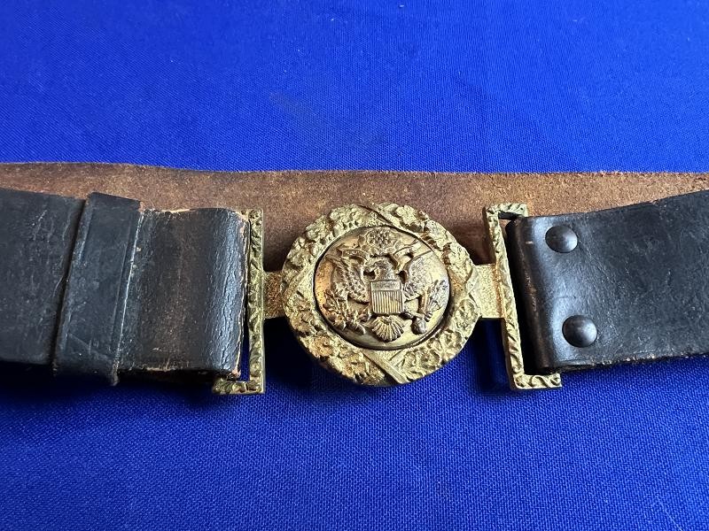 WW1 WWI US OFFICERS GARRISON 2 PC BELT BUCKLE WITH BELT