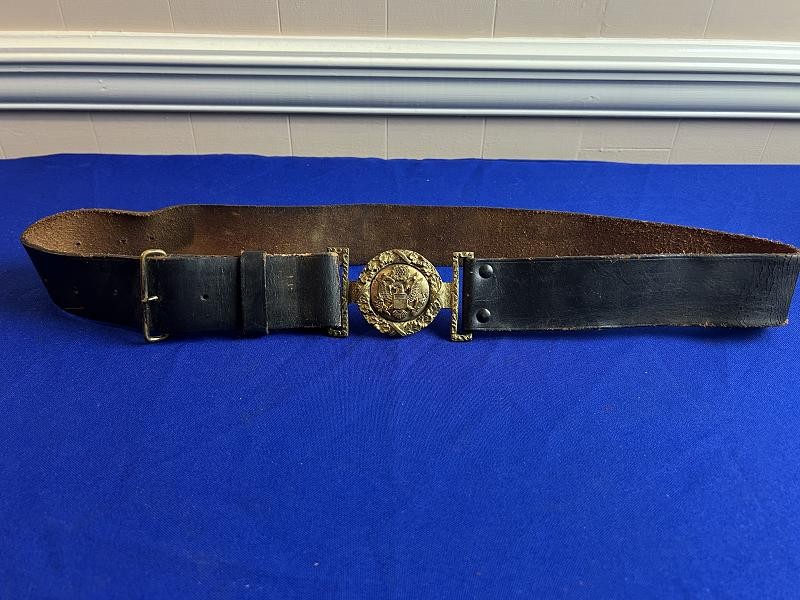 WW1 WWI US OFFICERS GARRISON 2 PC BELT BUCKLE WITH BELT