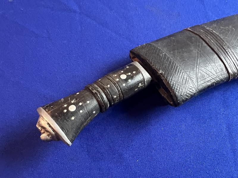 Nepalese Gurkha Long Leaf Kukri Fighting Knife with Scabbard