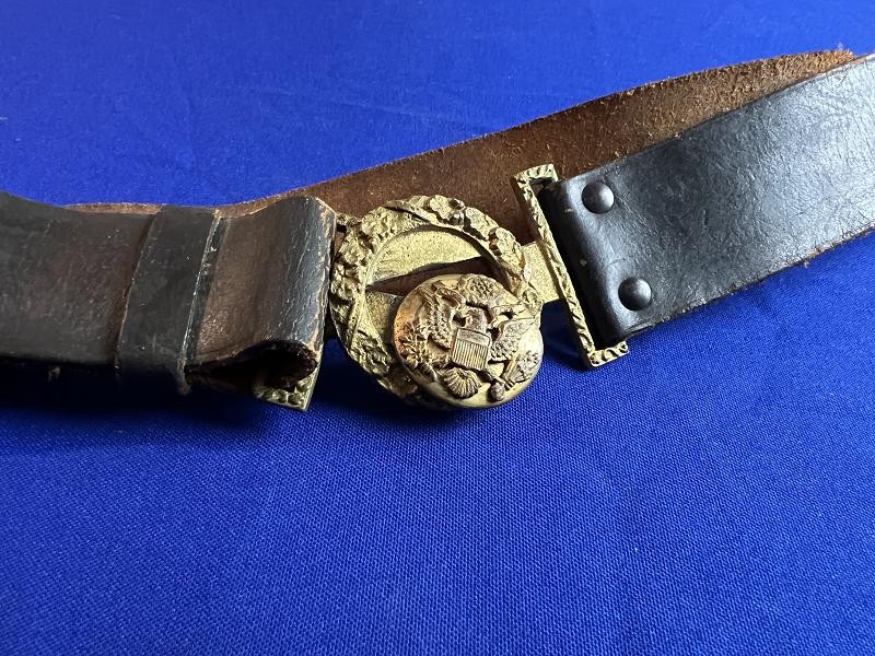 WW1 WWI US OFFICERS GARRISON 2 PC BELT BUCKLE WITH BELT
