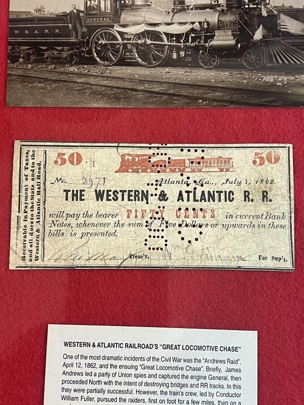 RARE 1862 50 CENT GEORGIA, ATLANTA WESTERN AND ATLANTIC RAILROAD NOTE