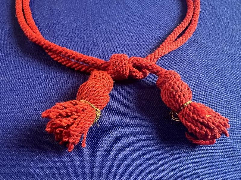 ORIGINAL CIVIL WAR RED ARTILLERY HAT CORD WITH TASSELS