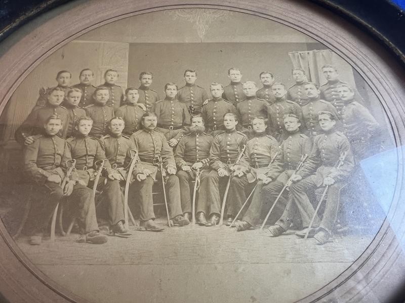 1870 FRANCO WAR GERMAN CAVALRY SOLDIER GROUP FRAMED ALBUMEN PHOTO