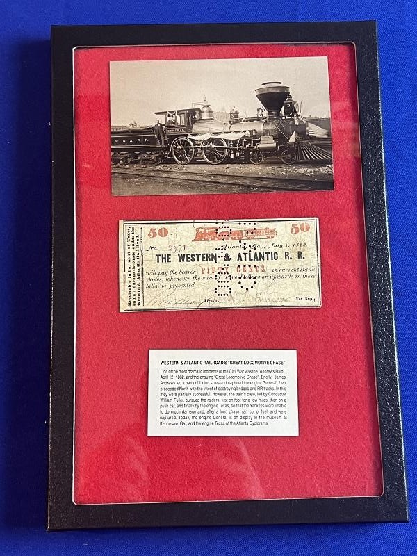 RARE 1862 50 CENT GEORGIA, ATLANTA WESTERN AND ATLANTIC RAILROAD NOTE