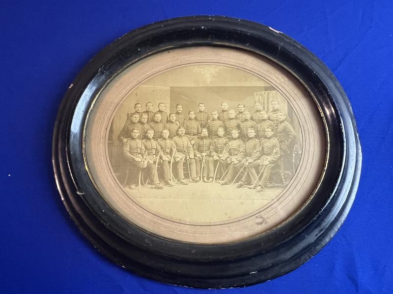 1870 FRANCO WAR GERMAN CAVALRY SOLDIER GROUP FRAMED ALBUMEN PHOTO