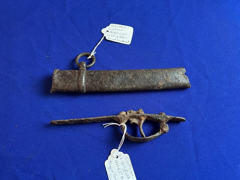 EXCAVATED SECTION OF A SWORD SCABBARD AND A SPRINGFIELD TRIGGERGUARD DALTON GA