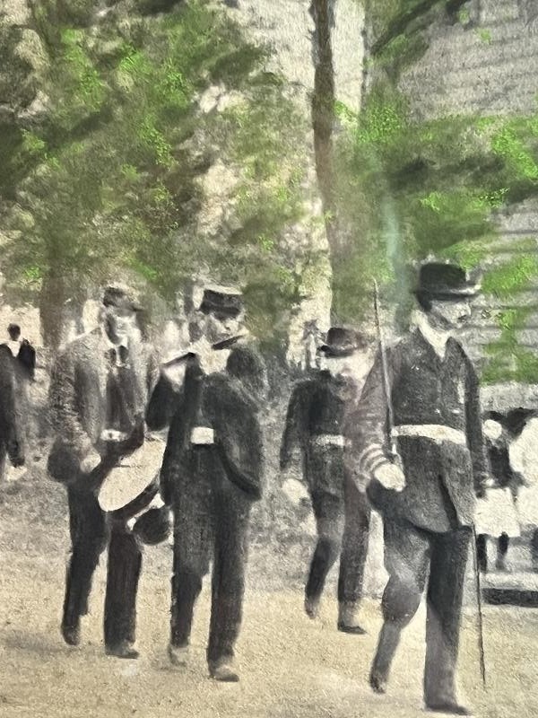 CIVIL WAR US VETERAN SOLDIERS WATERCOLOR HIGHLIGHTED PHOTOGRAPH