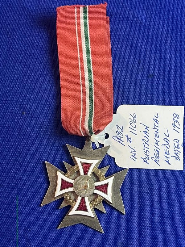 WW2 Era 1938 Austrian Regimental Medal Large Coined Silver