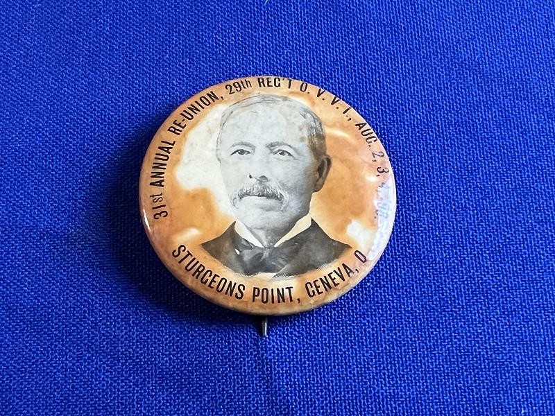 29TH REGIMENT OVVI 31ST ANNUAL REUNION CELLULOID BADGE GAR OHIO VOLUNTEERS