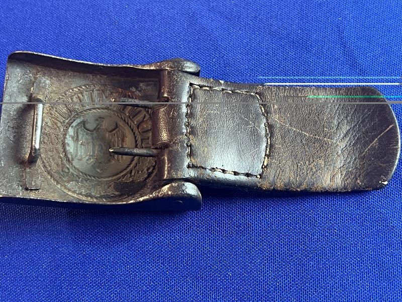 WWII WW2 German Army Buckle With Leather Tab