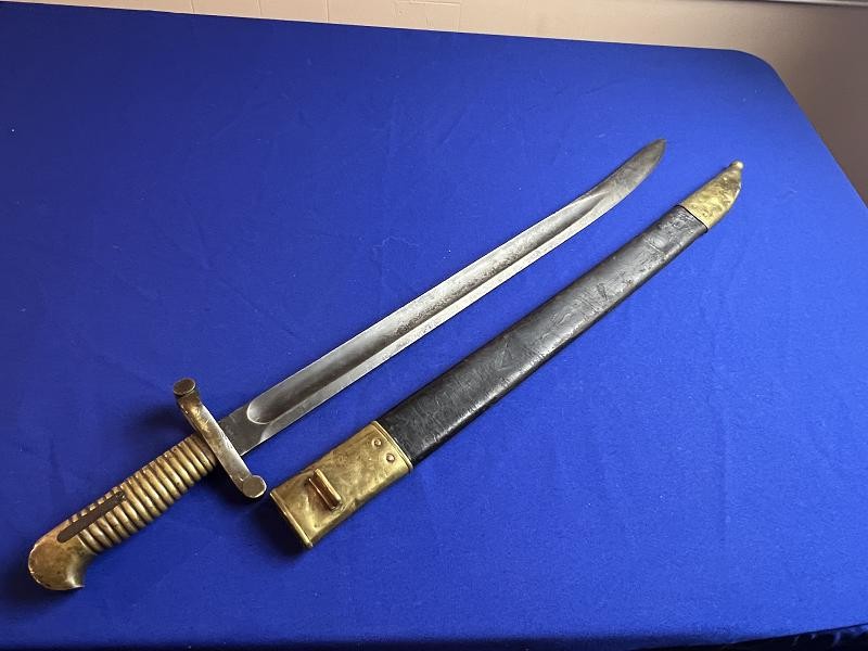 US M1855 SABER BAYONET W/ SCABBARD, FOR M1841 “MISSISSIPPI RIFLE