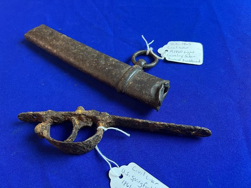 EXCAVATED SECTION OF A SWORD SCABBARD AND A SPRINGFIELD TRIGGERGUARD DALTON GA