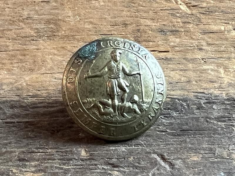 Beautiful Confederate Virginia Coat Button Canfield Bro 1850's RMDC Backmark
