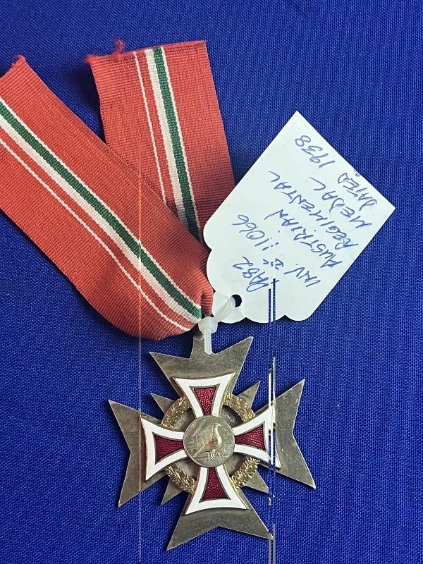 WW2 Era 1938 Austrian Regimental Medal Large Coined Silver