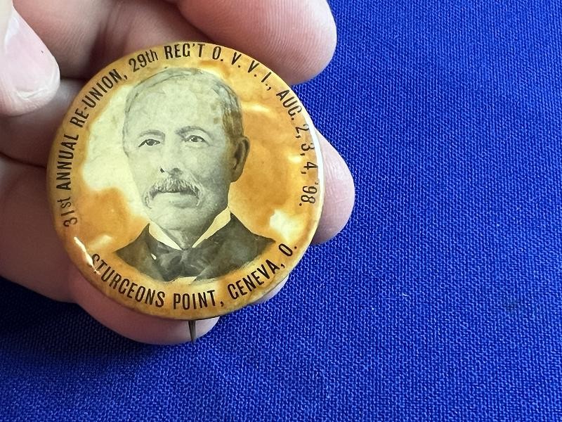 29TH REGIMENT OVVI 31ST ANNUAL REUNION CELLULOID BADGE GAR OHIO VOLUNTEERS