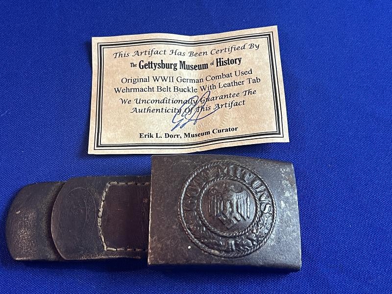 WWII WW2 German Army Buckle With Leather Tab
