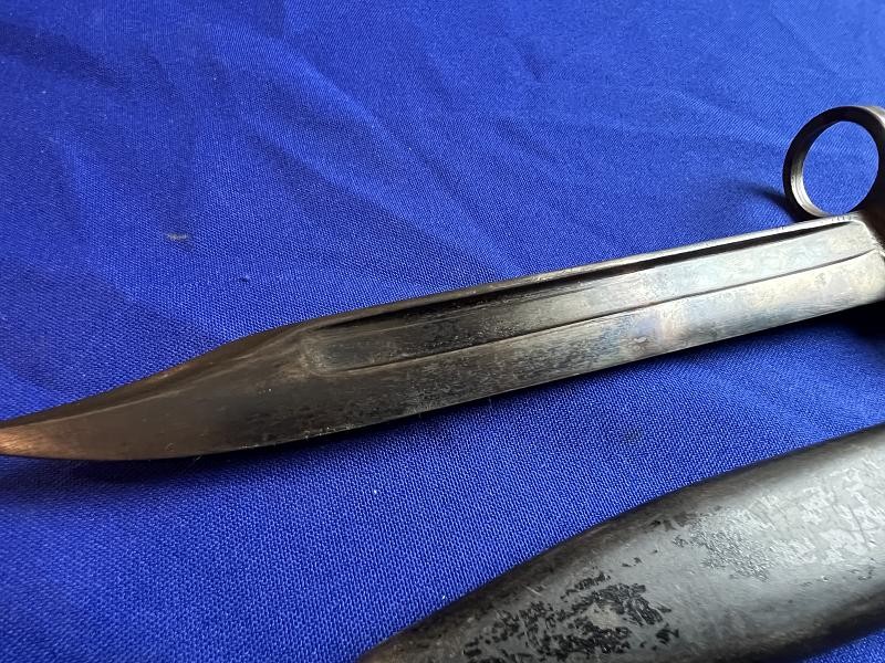 ORIGINAL BRITISH NO.5 MKI JUNGLE CARBINE BAYONET WITH SCABBARD MARKED WSC