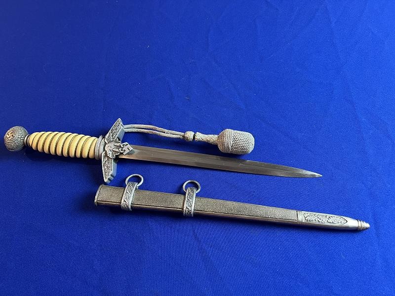 Original WW2 German Luftwaffe Officer's Dress Dagger with Scabbard & Portepee