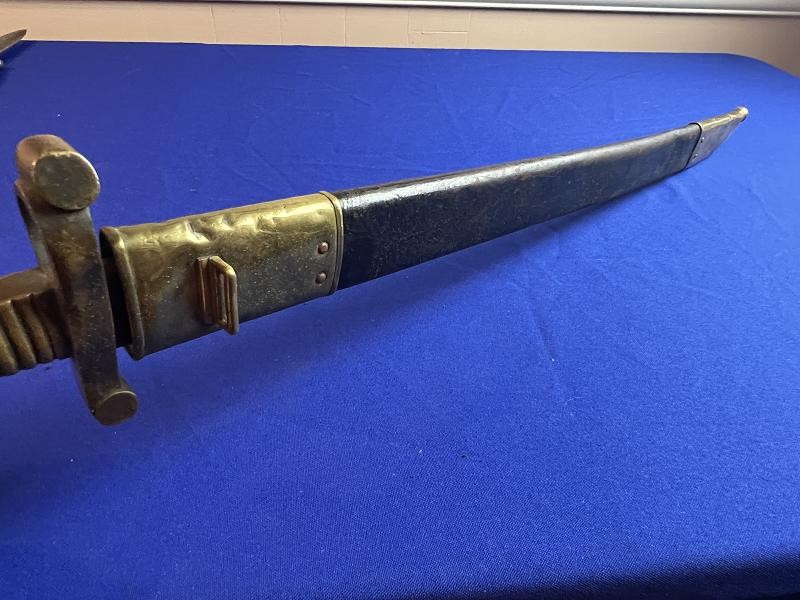 US M1855 SABER BAYONET W/ SCABBARD, FOR M1841 “MISSISSIPPI RIFLE