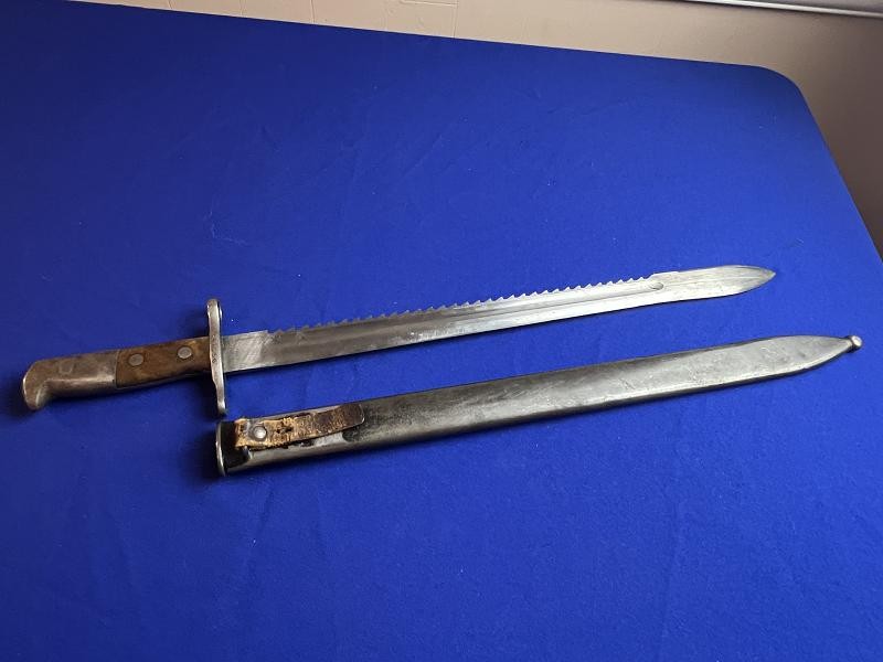 SWISS M1914 PIONEER SAWBACK BAYONET AND SCABBARD