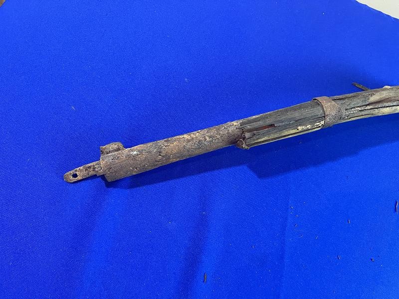JAMES RIVER RECOVERED AUSTRIAN LORENZ RIFLE BARREL WITH PART STOCK AND RAMROD