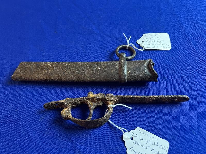 EXCAVATED SECTION OF A SWORD SCABBARD AND A SPRINGFIELD TRIGGERGUARD DALTON GA