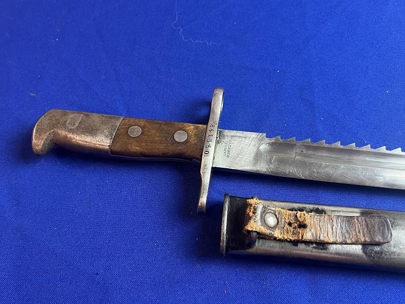 SWISS M1914 PIONEER SAWBACK BAYONET AND SCABBARD