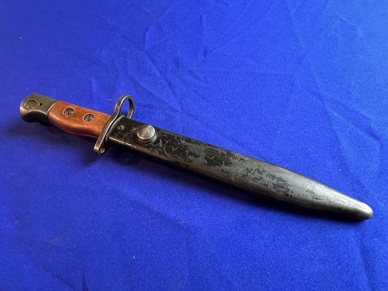ORIGINAL BRITISH NO.5 MKI JUNGLE CARBINE BAYONET WITH SCABBARD MARKED WSC
