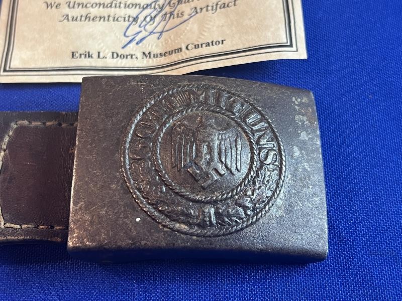 WWII WW2 German Army Buckle With Leather Tab