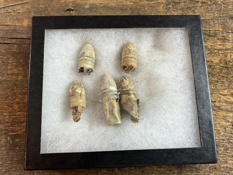 Five Dug Original Three Ring .58 Caliber Mini Ball Bullet Cartridges
