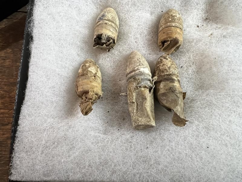 Five Dug Original Three Ring .58 Caliber Mini Ball Bullet Cartridges