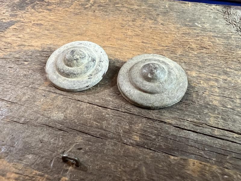 Dug Pair Civil War Bullseye Bridle Rosettes Cavalry Recovered Brandy Station Virginia