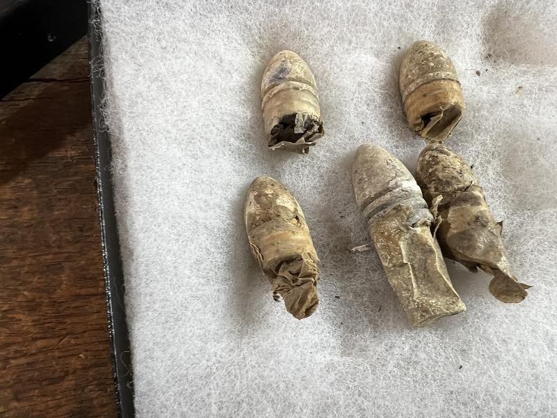 Five Dug Original Three Ring .58 Caliber Mini Ball Bullet Cartridges