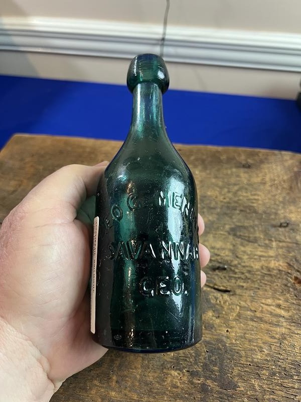 Fine Green George Gemenden Savannah Georgia Confederate Soda Bottle