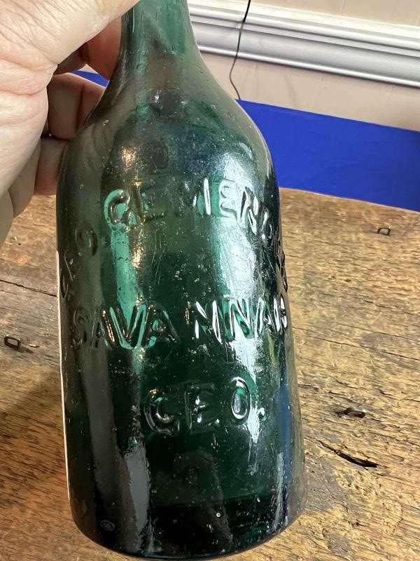 Fine Green George Gemenden Savannah Georgia Confederate Soda Bottle