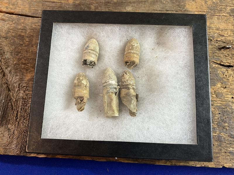 Five Dug Original Three Ring .58 Caliber Mini Ball Bullet Cartridges