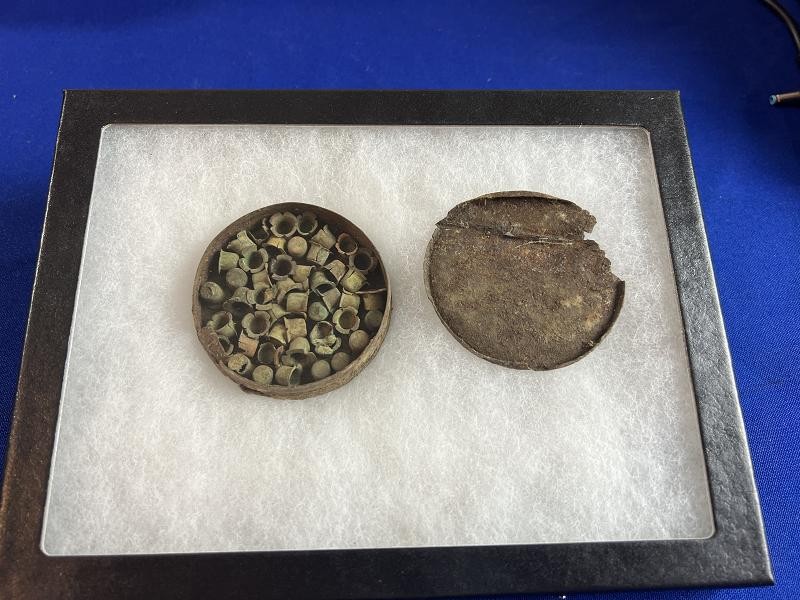 Civil War Dug Percussion Cap Tin with Caps Kolb Farm Marietta Ga