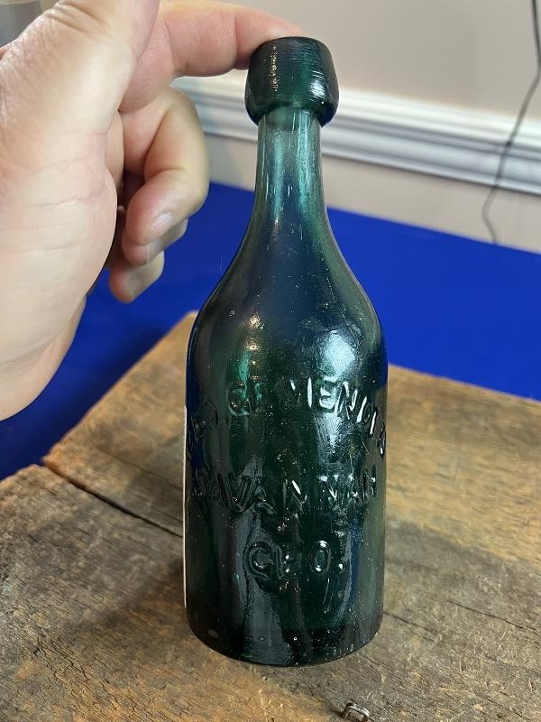 Fine Green George Gemenden Savannah Georgia Confederate Soda Bottle