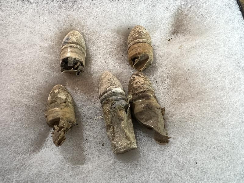 Five Dug Original Three Ring .58 Caliber Mini Ball Bullet Cartridges