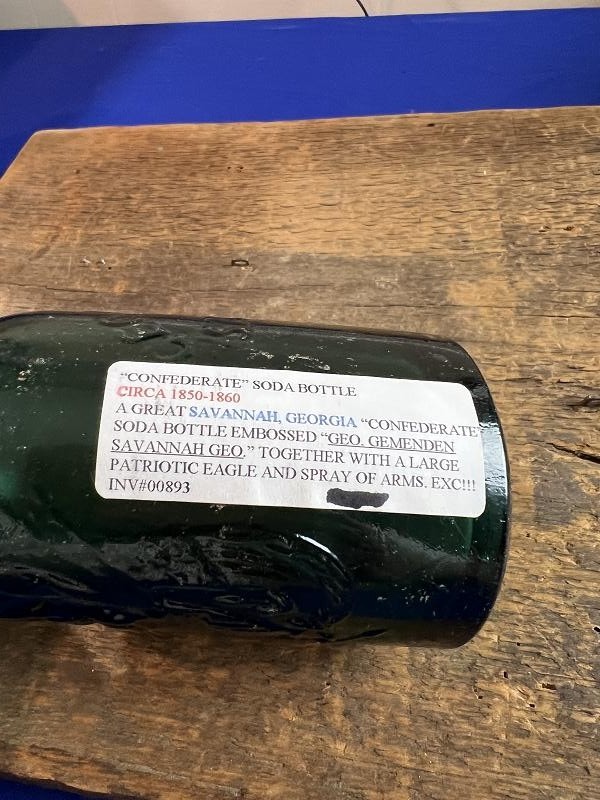 Fine Green George Gemenden Savannah Georgia Confederate Soda Bottle