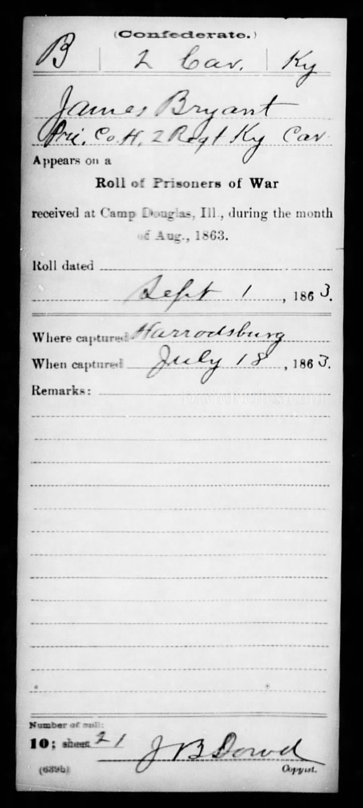 Southern Cross and Grouping of Soldier Who Fought for General John Hunt Morgan